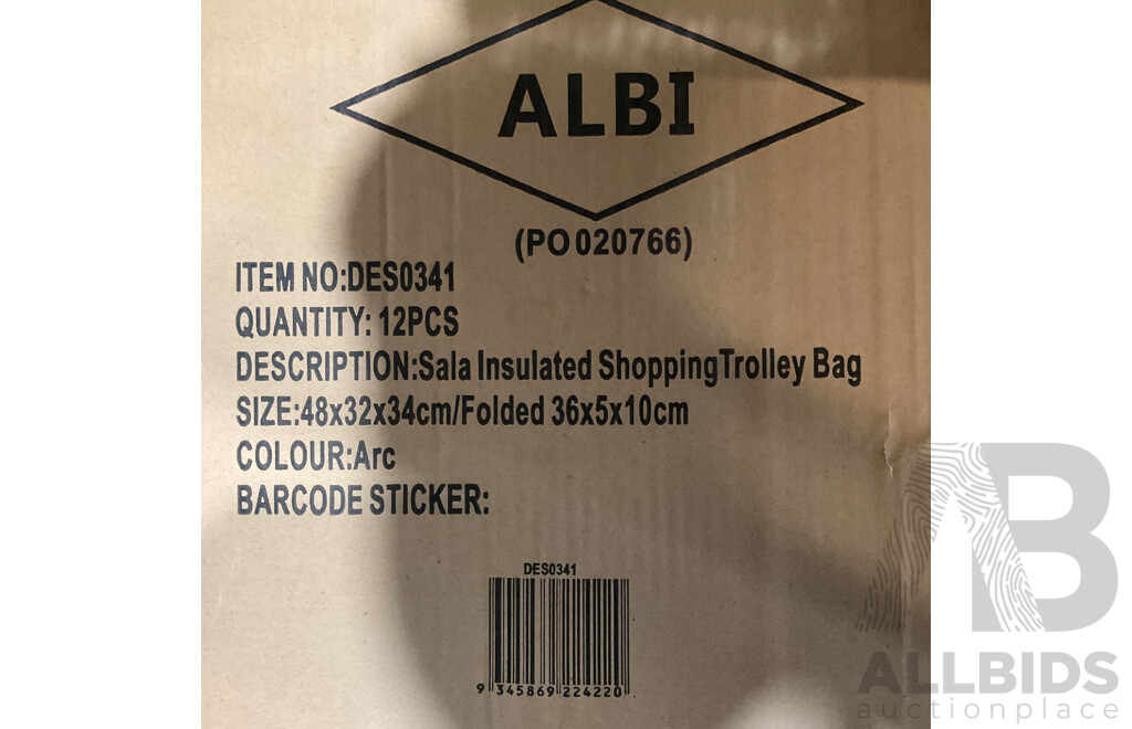 DAVIS & WADDELL - SALA - SHOPPING TROLLEY BAG - WITH INSULATED POCKET - LOT of 12 - Total ORP $258
