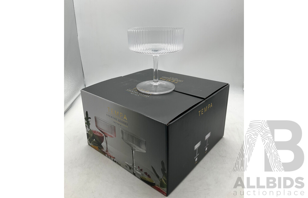 TEMPA Cocktail Glasses Set of 4  (CLEAR) - Lot of 4- Estimated Total ORP $249.00