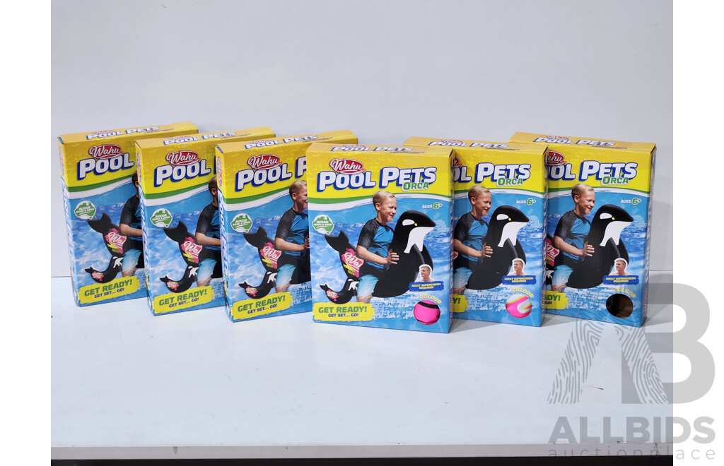 WAHU Pool Pets Orca Racer Inflatable Pool Toy - Lot of 6 - Total ORP$174.00