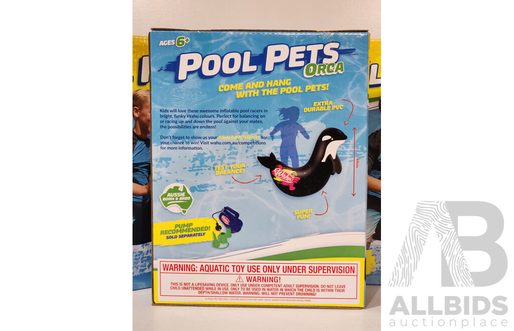 WAHU Pool Pets Orca Racer Inflatable Pool Toy - Lot of 6 - Total ORP$174.00