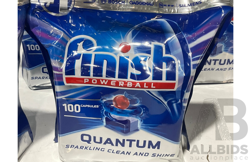 FINISH 100PK Powerball Quantum Max Sparkling Clean 100 Capsules - Lot of 5 - Estimated Total ORP $339.75