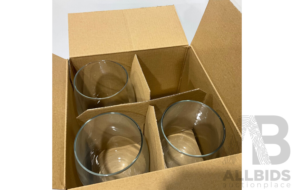 SALT and PEPPER Tumbler and Glass Set - SALT and PEPPER Stemless Wine Glasses SALT and PEPPER 12 Pc Dinner Set - Bamboo Chopping Boards - Lot of 5 - Total Estimated ORP $310.00