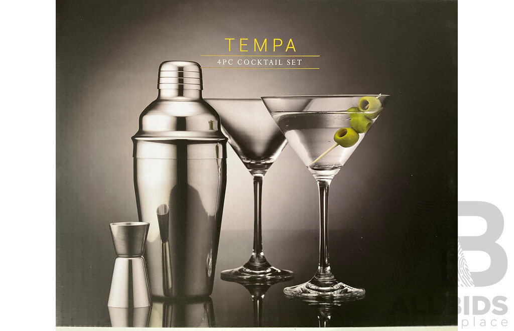 TEMPA Gin Glass Set of 2 (BLACK) / Coupe Glass Set of 2 (Rose) / 4PC Cocktail Set & MARY BERRY Love to Cook Book - Lot of 6 - ORP $259.00