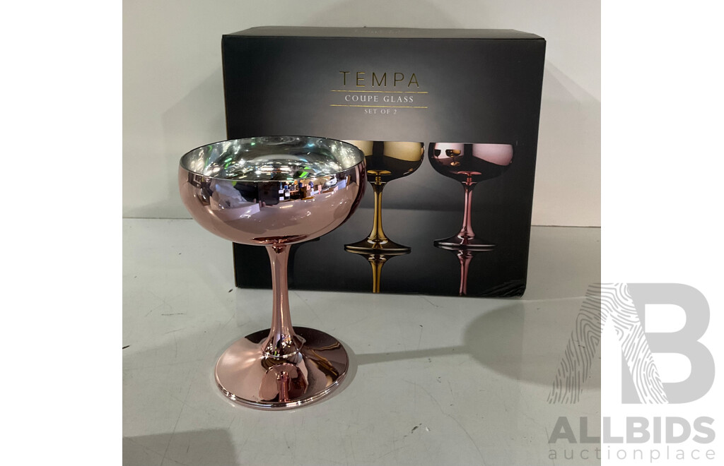 TEMPA Gin Glass Set of 2 (BLACK) / Coupe Glass Set of 2 (Rose) / 4PC Cocktail Set & MARY BERRY Love to Cook Book - Lot of 6 - ORP $259.00