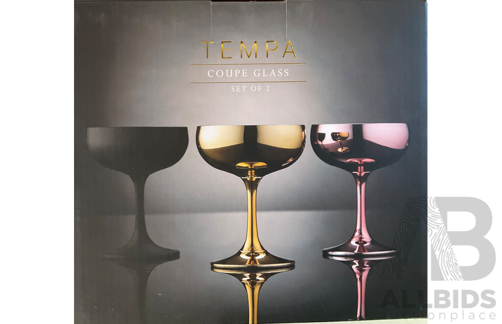 TEMPA Gin Glass Set of 2 (BLACK) / Coupe Glass Set of 2 (Rose) / 4PC Cocktail Set & MARY BERRY Love to Cook Book - Lot of 6 - ORP $259.00