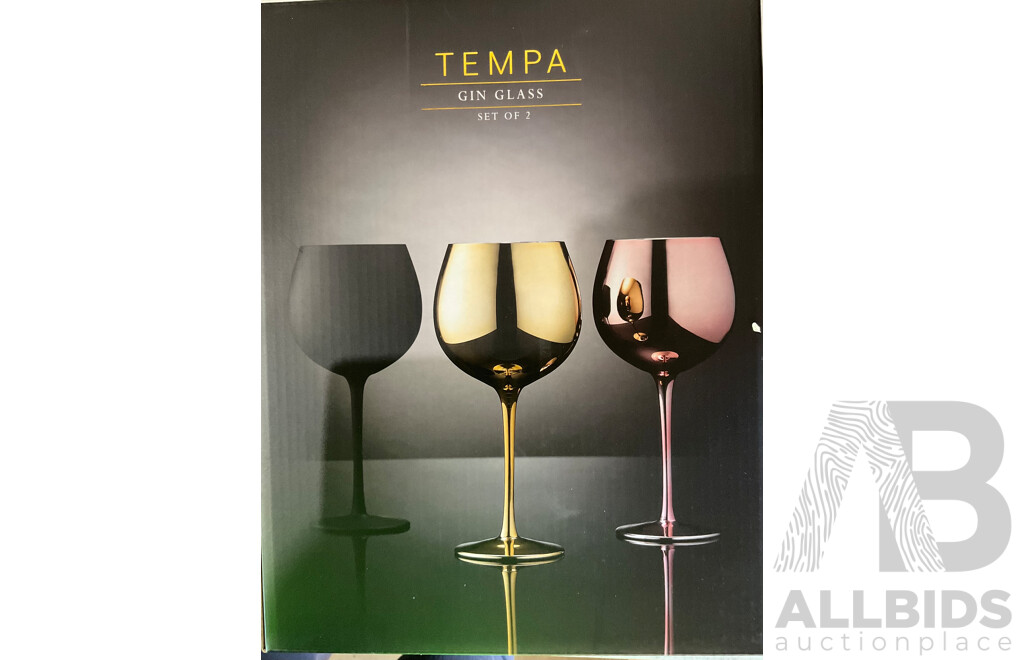 TEMPA Gin Glass Set of 2 (BLACK) / Coupe Glass Set of 2 (Rose) / 4PC Cocktail Set & MARY BERRY Love to Cook Book - Lot of 6 - ORP $259.00