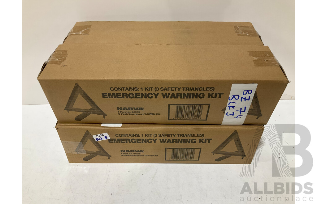 NARVA (84200) 3 Pack Breakdown Emergency Warning Reflective Triangles Set Truck Kit (X4) - Lot of 4 - Total ORP $264.99