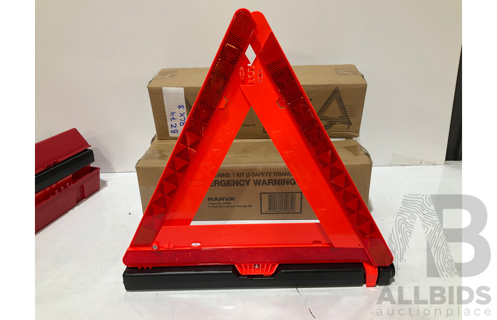 NARVA (84200) 3 Pack Breakdown Emergency Warning Reflective Triangles Set Truck Kit (X4) - Lot of 4 - Total ORP $264.99