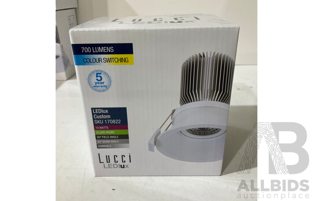 LEDLUX (170822) Custom LED Tri-Colour 100mm 10W Downlight in White - Lot of 6 - Total ORP $319.99