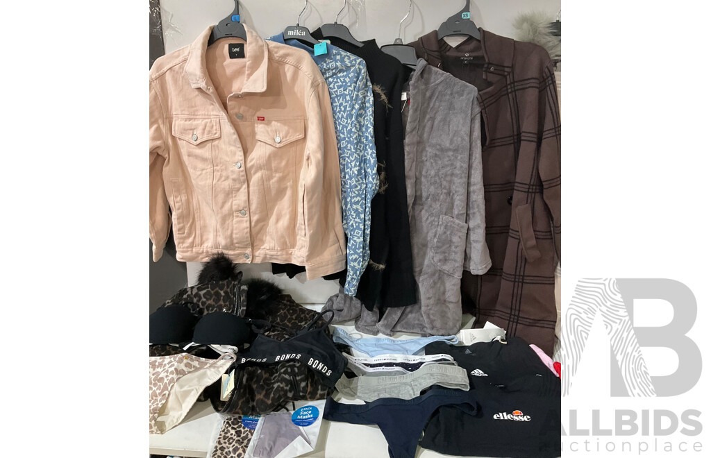 HI BELLS, NICKY KAY, ELLESSE, ADIDAS, BONDS, TOMMY HILFIGER, CALVIN KLEIN, MILEA, LEE - Sizes 8/Small/Medium - Assorted Womens Clothing - Lot of 17 - Estimated ORP $1000.00