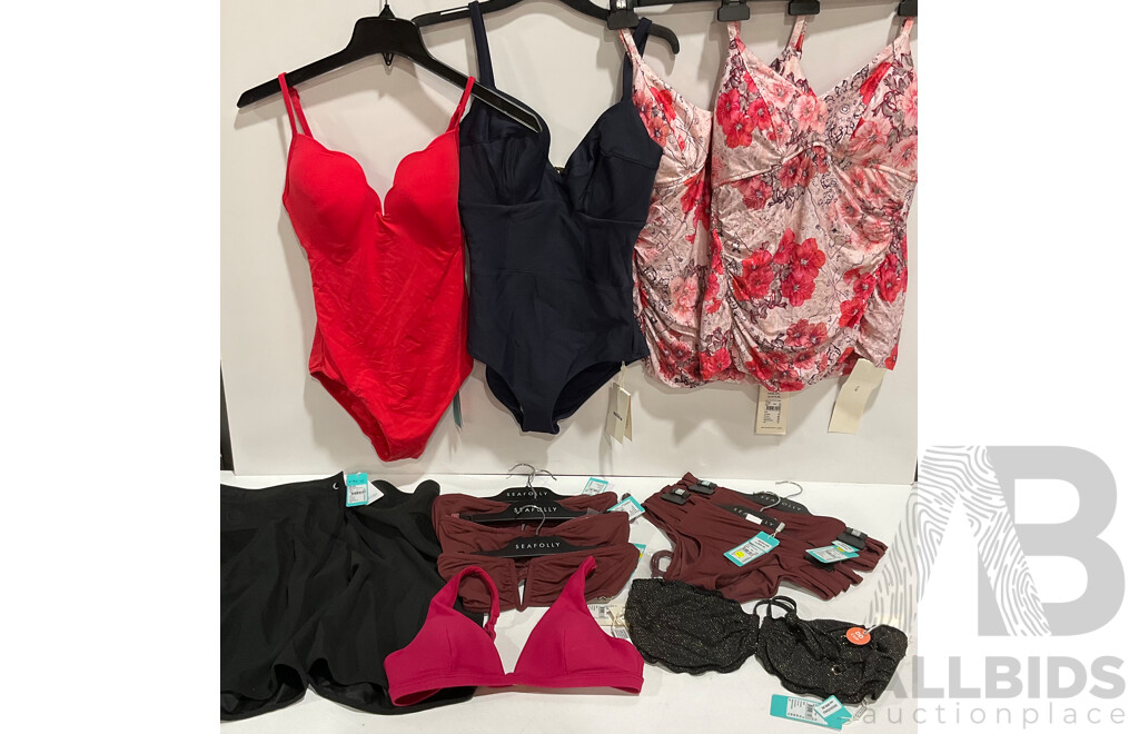 SEAFOLLY Assorted Swimwear Size 12, MILEA Assorted Swimwear Size 12 - Lot of 12 - Estimated ORP $999.99