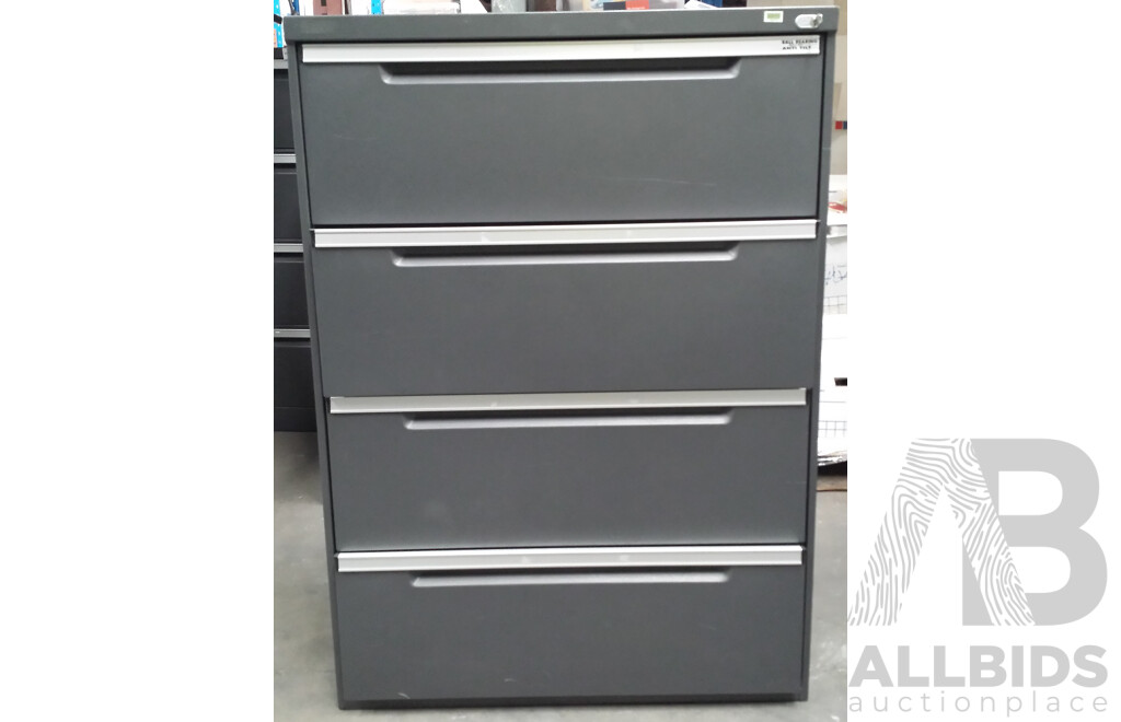 Elite Built Metal Anti-Tilt Four Drawer Lateral Lockable Filing Cabinet with Key