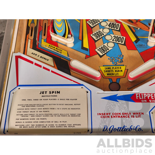 08/1977 Jet Spin (403) D. Gottlieb & Co. Electro-Mechanical Pinball Machine