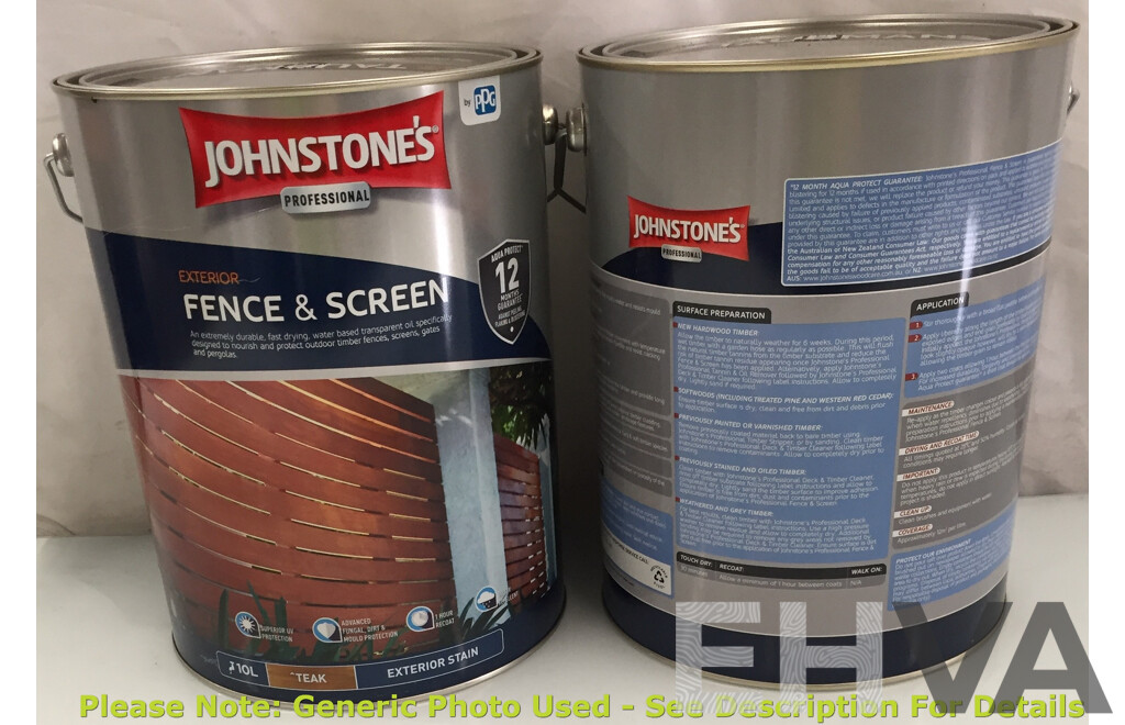 Johnstone's 10L Exterior Fence & Screen (Teak) - Lot of 2 - Total ORP $700.00