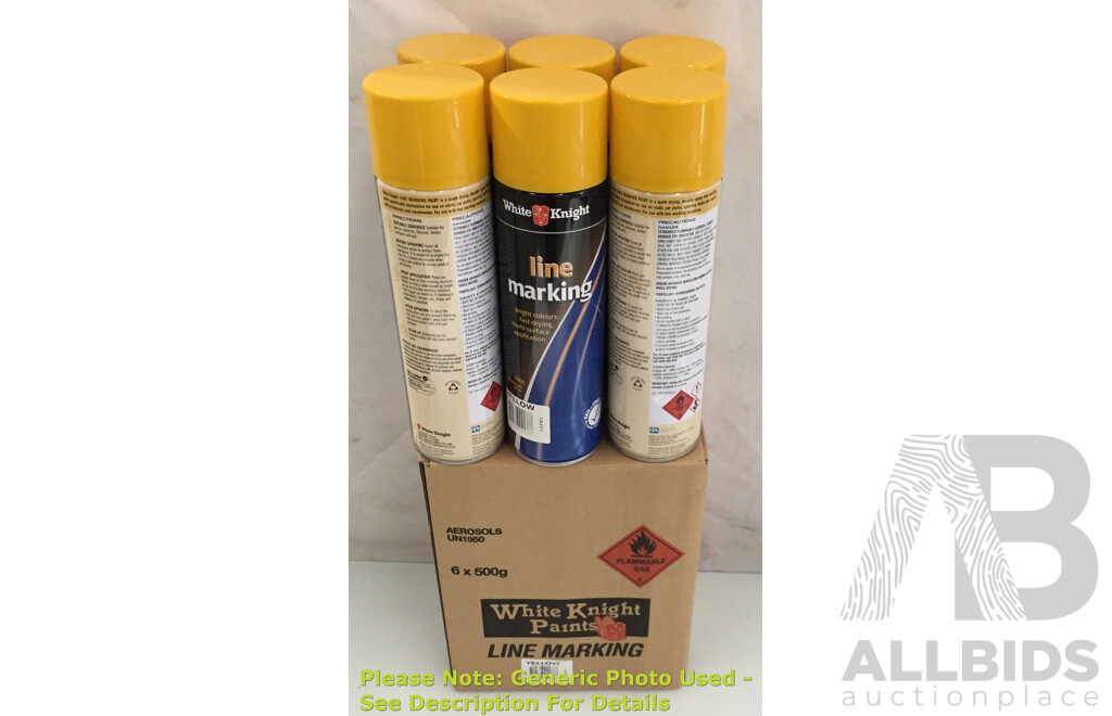 White Knight Yellow Line Marking Spray Cans (6 Pack) - Lot of 2 - ORP $158.40