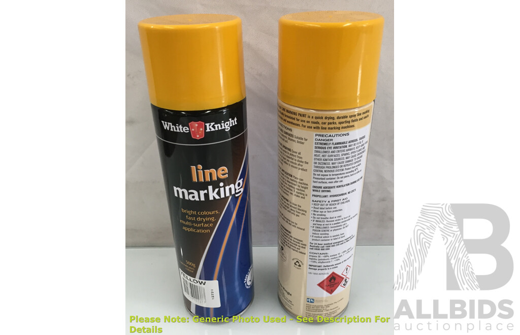 White Knight Yellow Line Marking Spray Cans - Lot of 10 - ORP $145.00