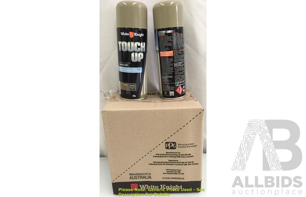 White Knight Touch Up Cove Acrylic Paint Spray Cans (6 Pack) - Lot of Four - ORP $381.60