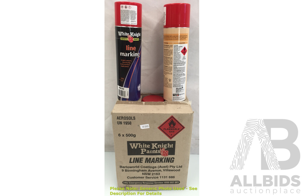 White Knight Red Line Marking Spray Cans (6 Pack) - Lot of 2 - ORP $158.40
