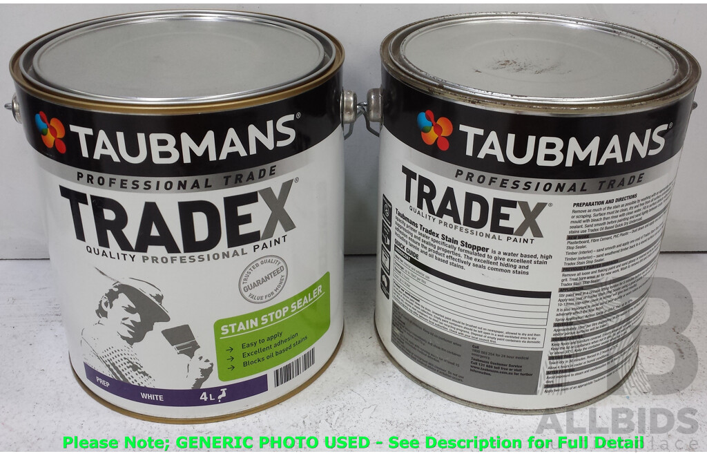 Taubmans TradeX 4L Stain Stop Sealer Prep White - Lot of 7 - ORP $510.30