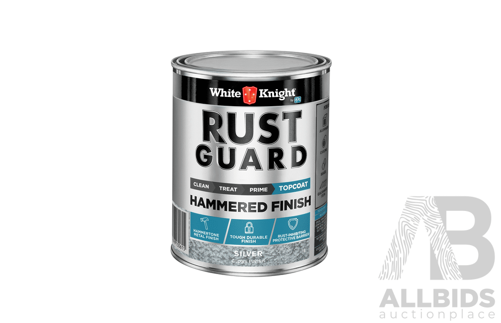 White Knight Rust Guard Hammered Finish Silver Gloss Topcoat 4L - Lot of 4 - Total ORP $523.60