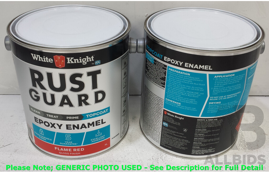 White Knight Rust Guard Epoxy Enamel Topcoat 4L - Lot of 6 - ORP $299.40