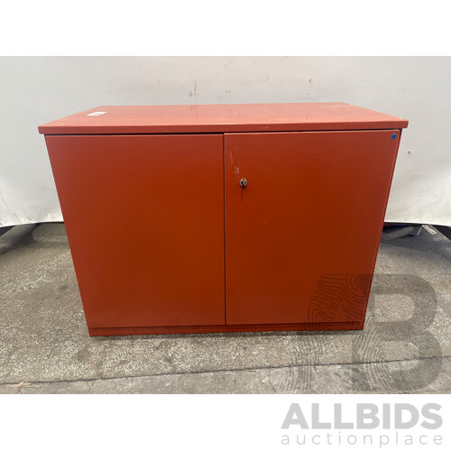 Red Steel 2 Door Storage Cabinet