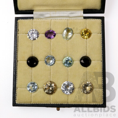 Collection of (12) Unset Gemstones Including Stunning 7.65ct White Topaz, Garnet, Blue Topaz and Amethyst
