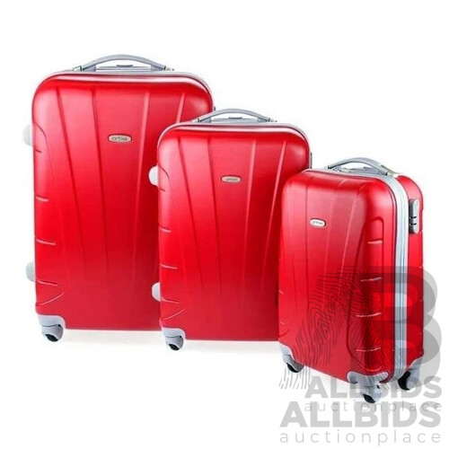 Orbis 3 Piece Chicago Hardside Spinner Luggage Set (Strawberry) - ORP $89.00