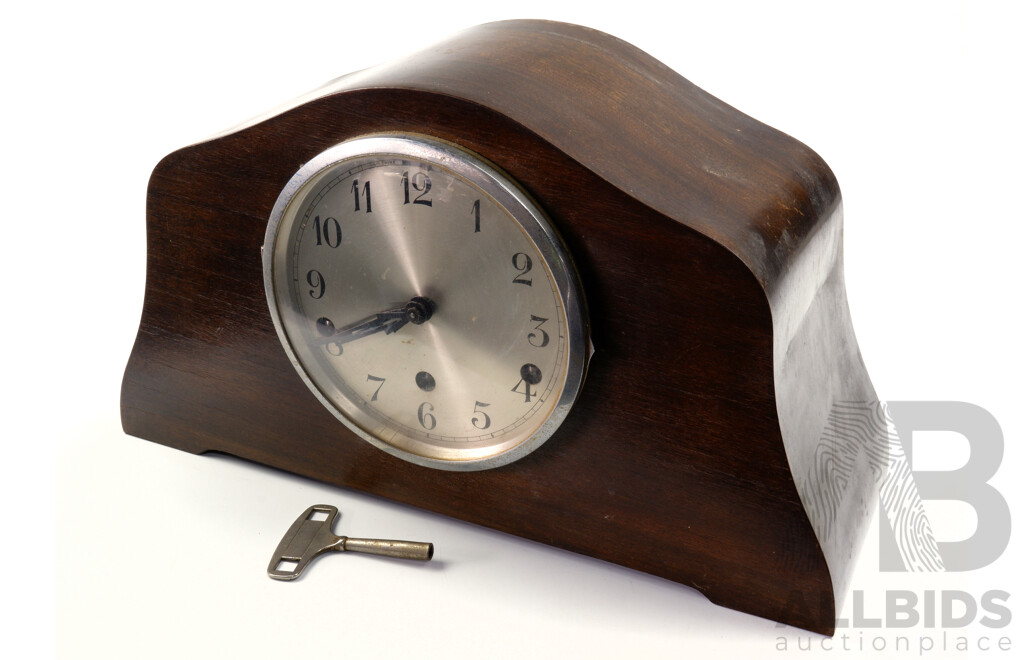 Vintage Walnut Cased Domed Mantle Clock