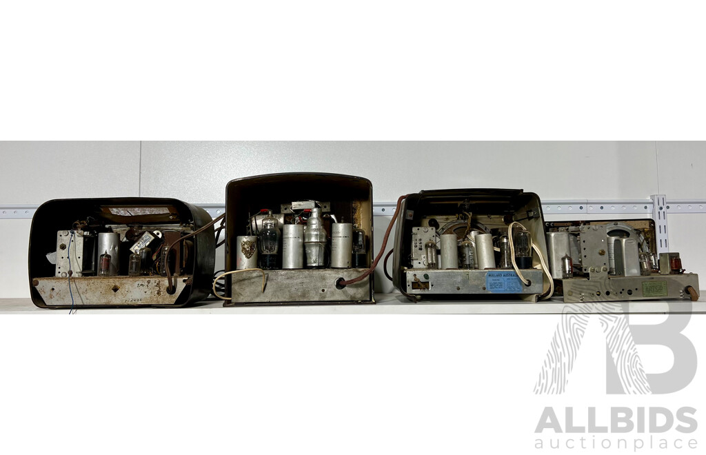 Four Vintage Valve Radios Including Australian Mullard Model MAS 1001 a
