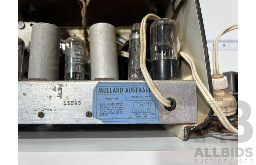 Four Vintage Valve Radios Including Australian Mullard Model MAS 1001 a