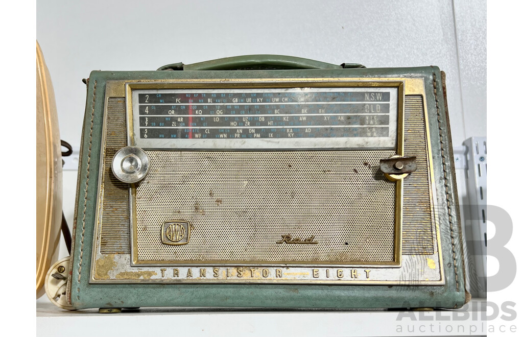 Four Vintage Radios Including Democrat, Astor, AWA Transistor Eight and GE