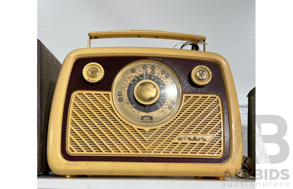 Four Vintage Radios Including Democrat, Astor, AWA Transistor Eight and GE