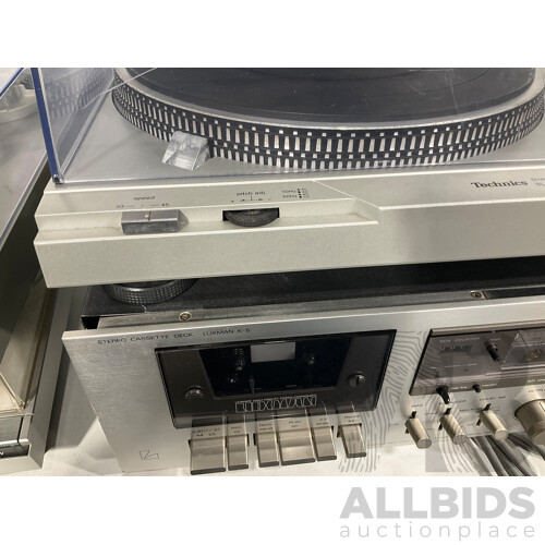 Bulk Lot for Parts - Technics SL-B303 Turntable System, JVC L-F41 Fully Automatic Direct Drive System, Technics SL-D2 Direct Drive Automatic Turntable System and Stereo Cassette Deck Luxman K-5