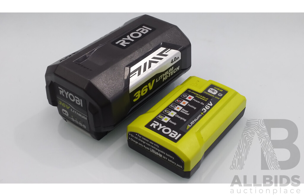 Ryobi 36 Volt Lithium Hi-Tech Battery With Charger