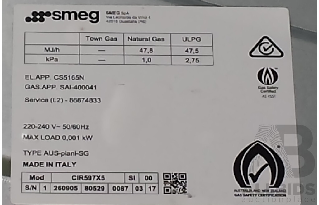Smeg 90cm Topmount Gas Cooktop