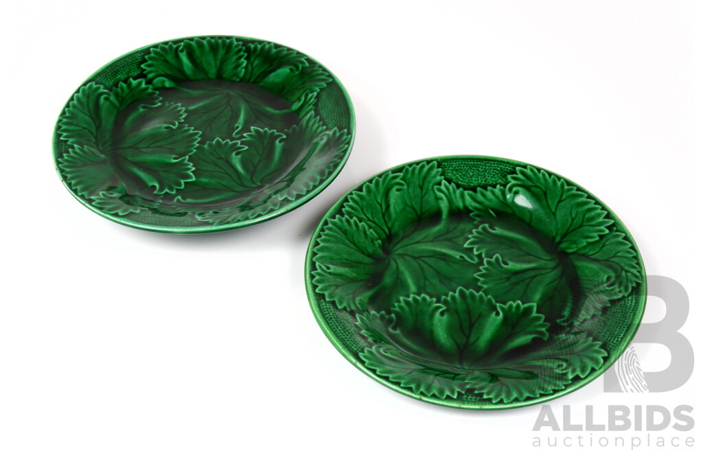 Two French Clairefontaine Majolica Plates, Marked R (Anchor)S 