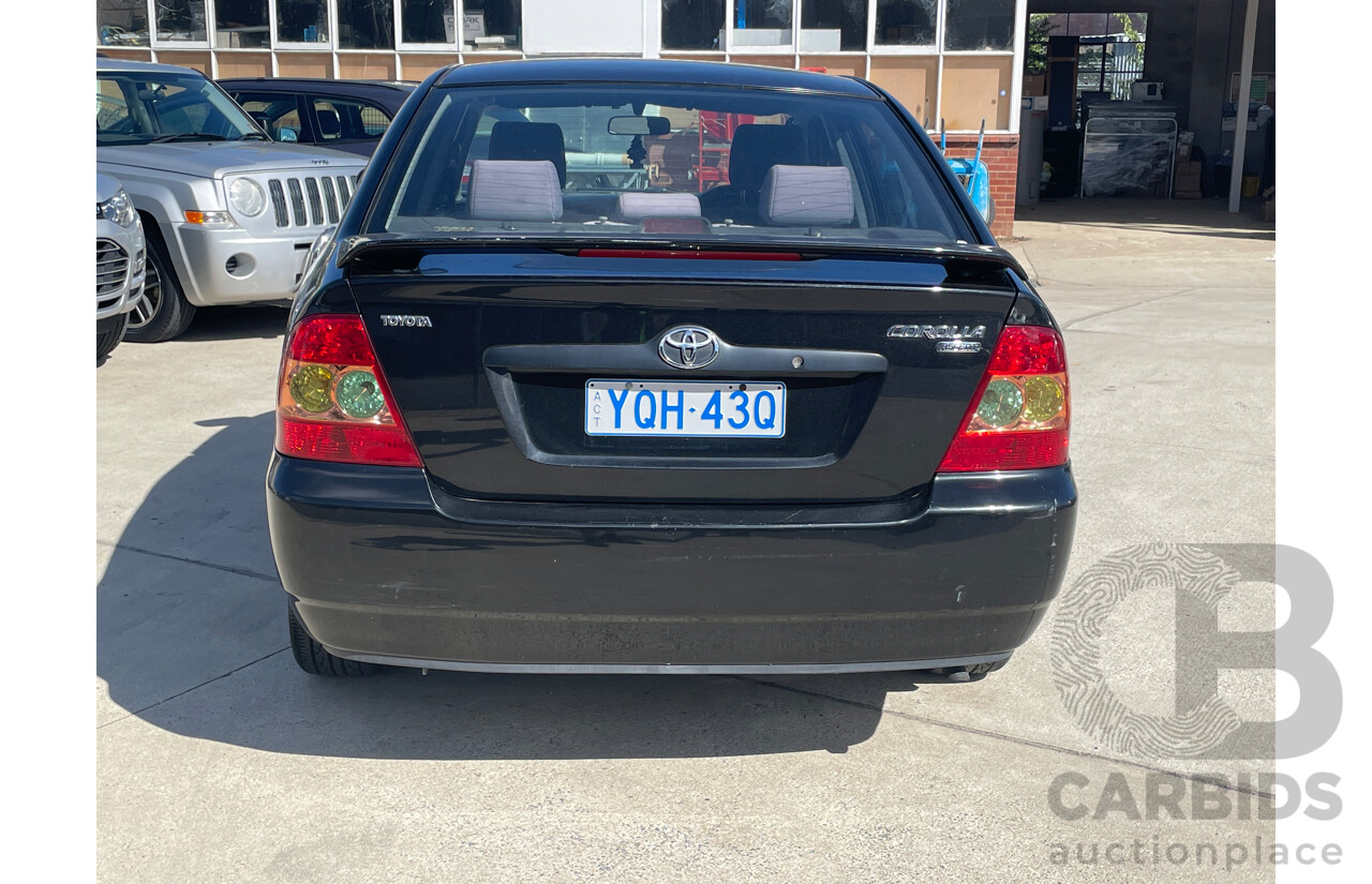 2/2006 Toyota Corolla Ascent ZZE122R 4d Sedan Black 1.8L