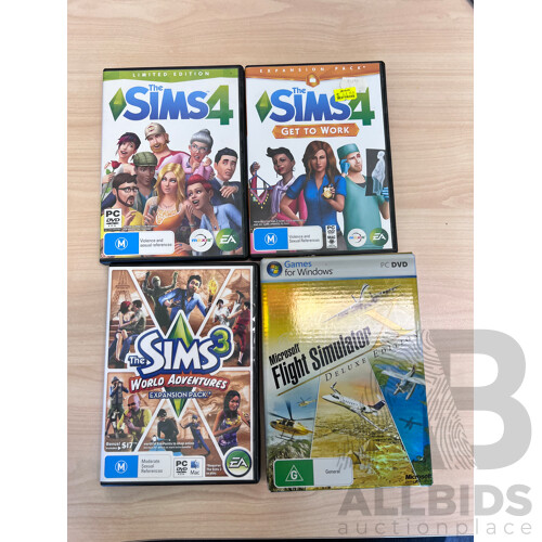 PC DVD Games Including the Sims and Microsoft Flight Simulator