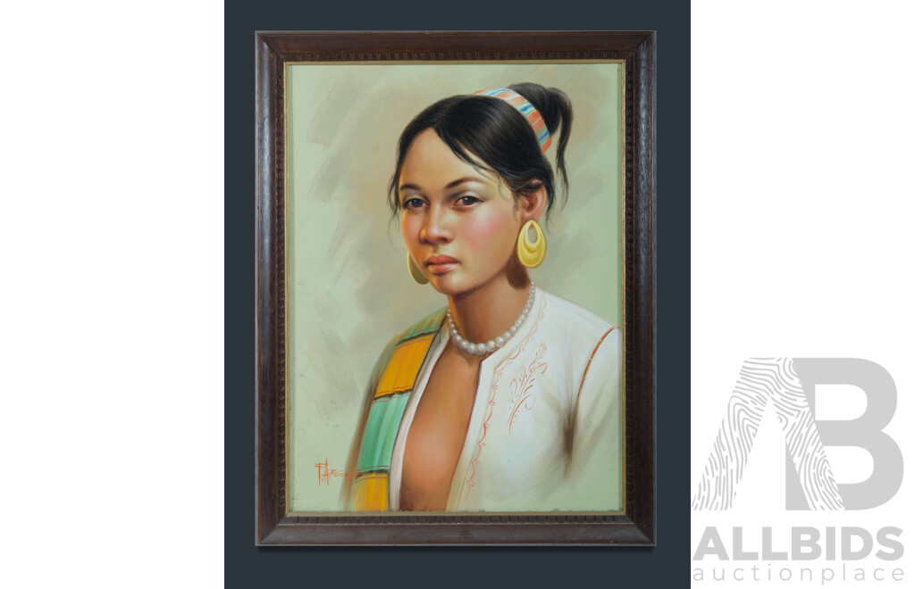 F. Arcega, Young Filipino Man & Woman in Traditional Dress, Oil on canvas (2), 60 x 45 cm (each)