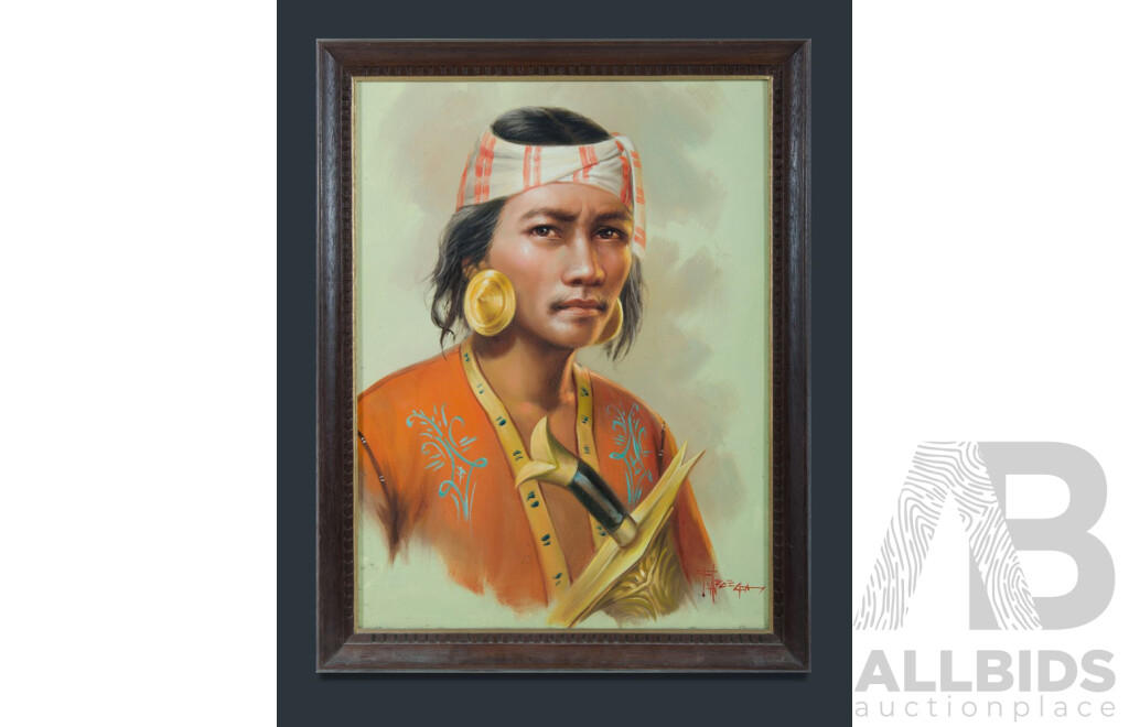 F. Arcega, Young Filipino Man & Woman in Traditional Dress, Oil on canvas (2), 60 x 45 cm (each)
