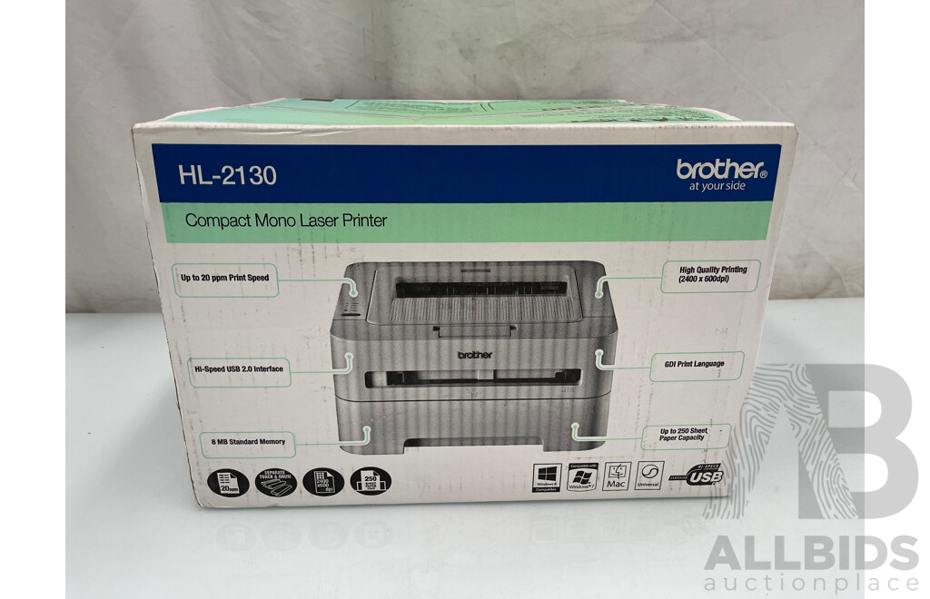 Brother HL 2130 Compact Mono Laser Printer - New