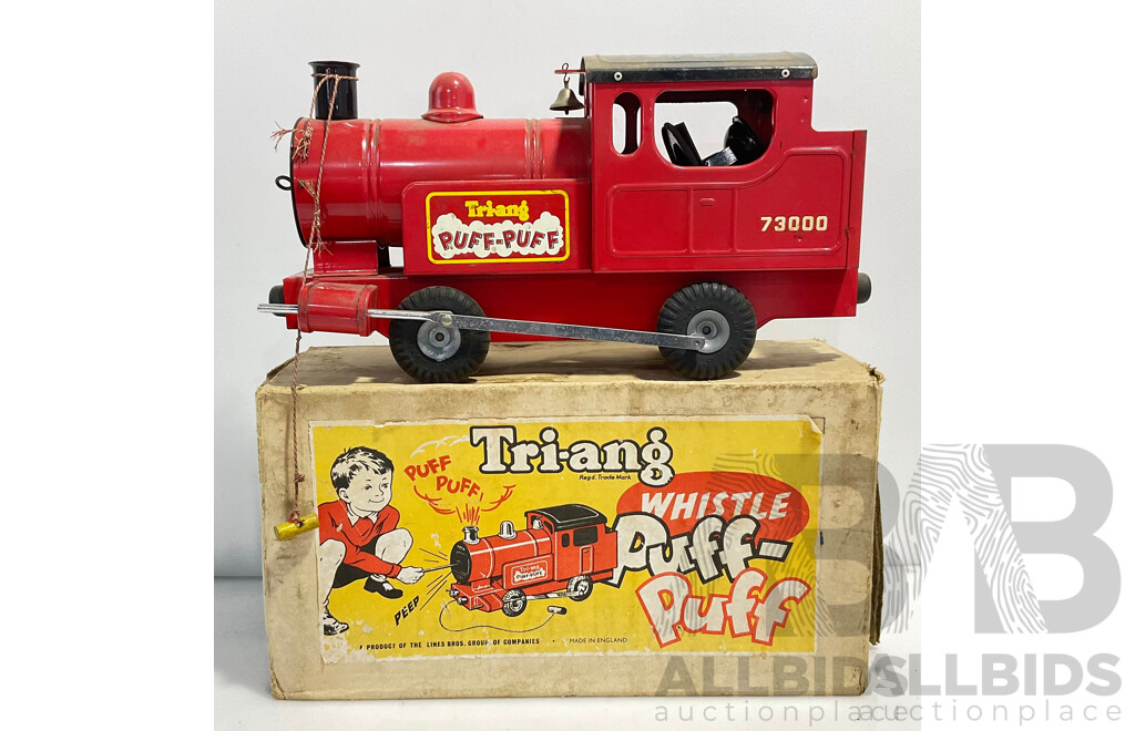 Vintage Tri-Ang Puff-Puff Toy Steam Locomotive With Original Box Made in England