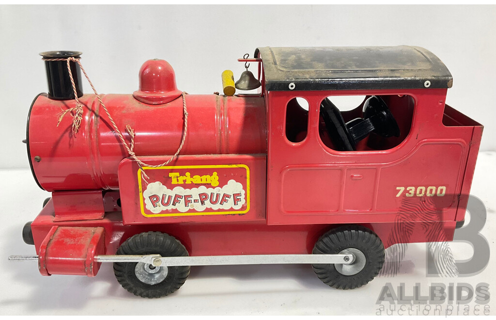 Vintage Tri-Ang Puff-Puff Toy Steam Locomotive With Original Box Made in England