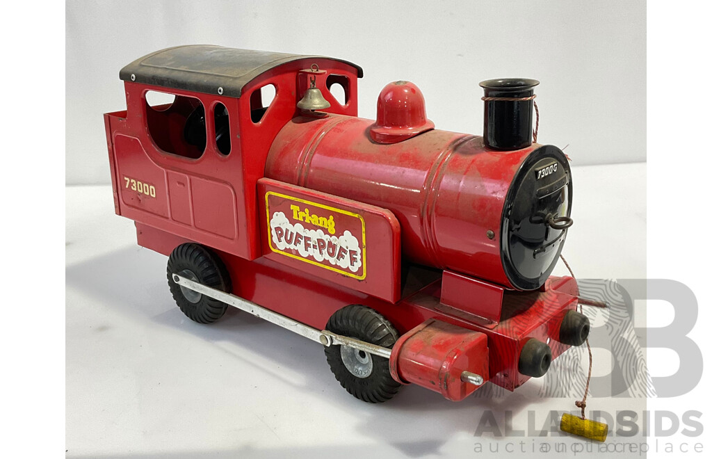 Vintage Tri-Ang Puff-Puff Toy Steam Locomotive With Original Box Made in England