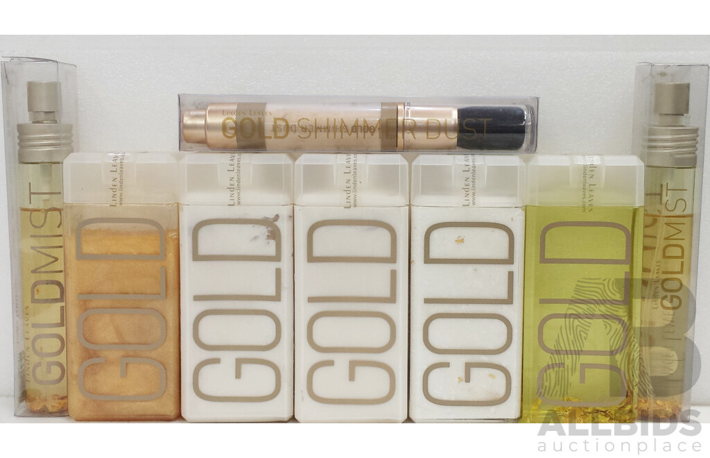 Linden Leaves Gold Skincare Products - Lot of Eight - New