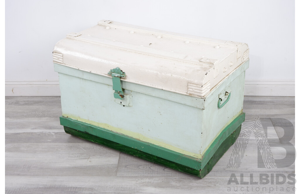 Vintage Art Deco Steel Chest With Locking Latch