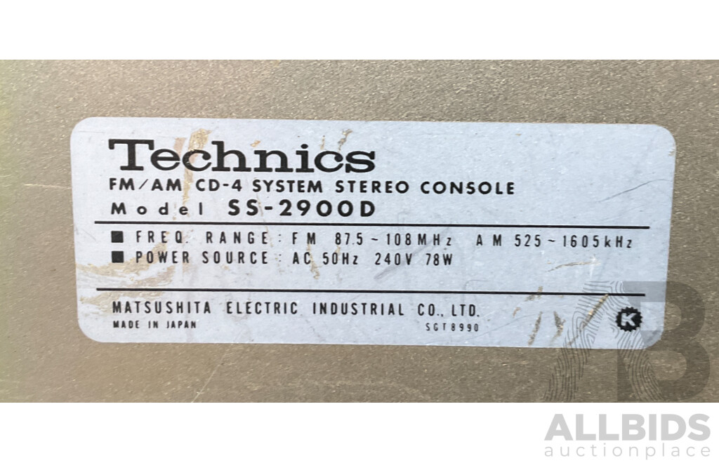 Technics Stereo System FM/AM CD-4 System