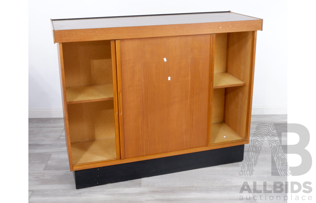 Macrob Furniture Bespoke Retro Bar With Teak Veneered Panels and Internal Storage
