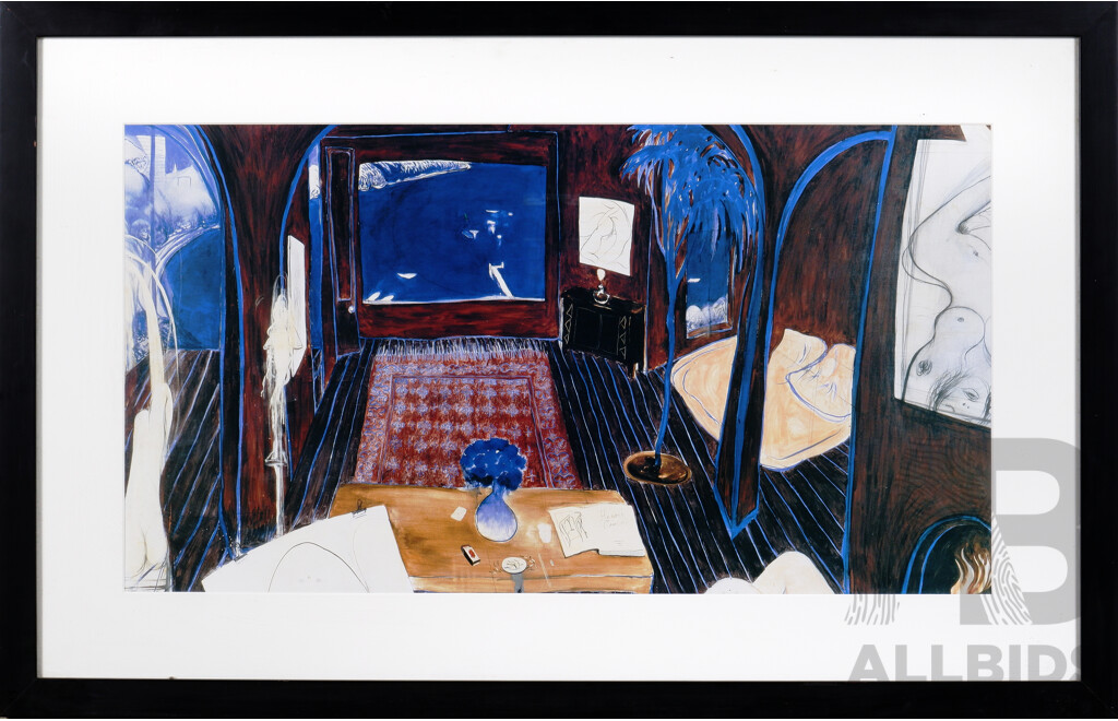 Framed Brett Whiteley Reproduction Poster 'Henri's Armchair' 1974/75, 55 x 85 cm (frame)